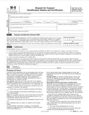 W 9 Revised January Form