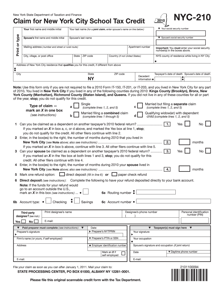 Tax Form 210