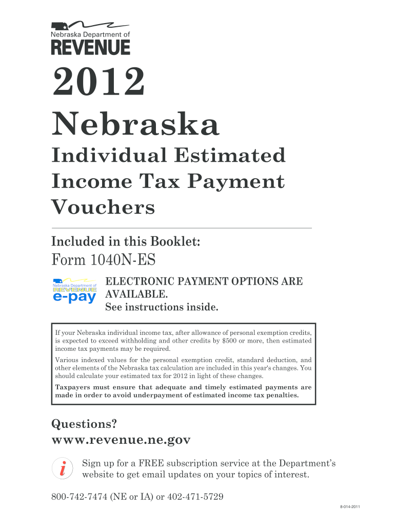  Nebraska 1040nes  Form 2012