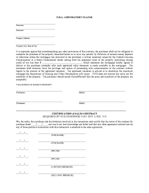 Fha Amendatory Clause Certification Form