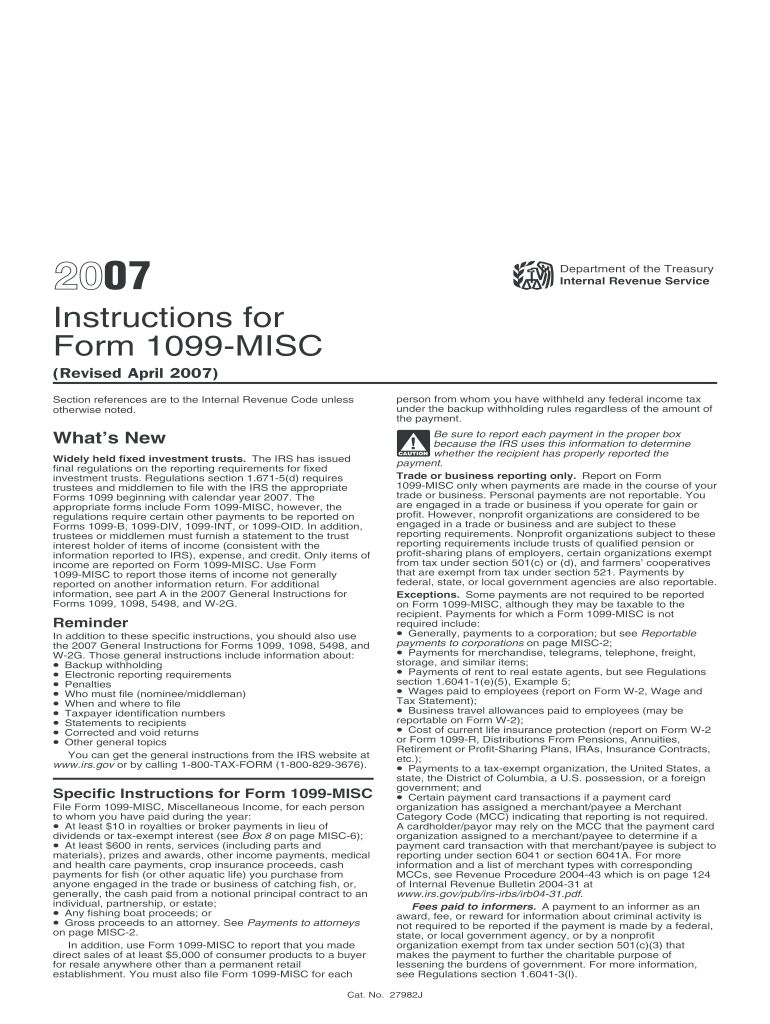  Form 1099 Misc 2007