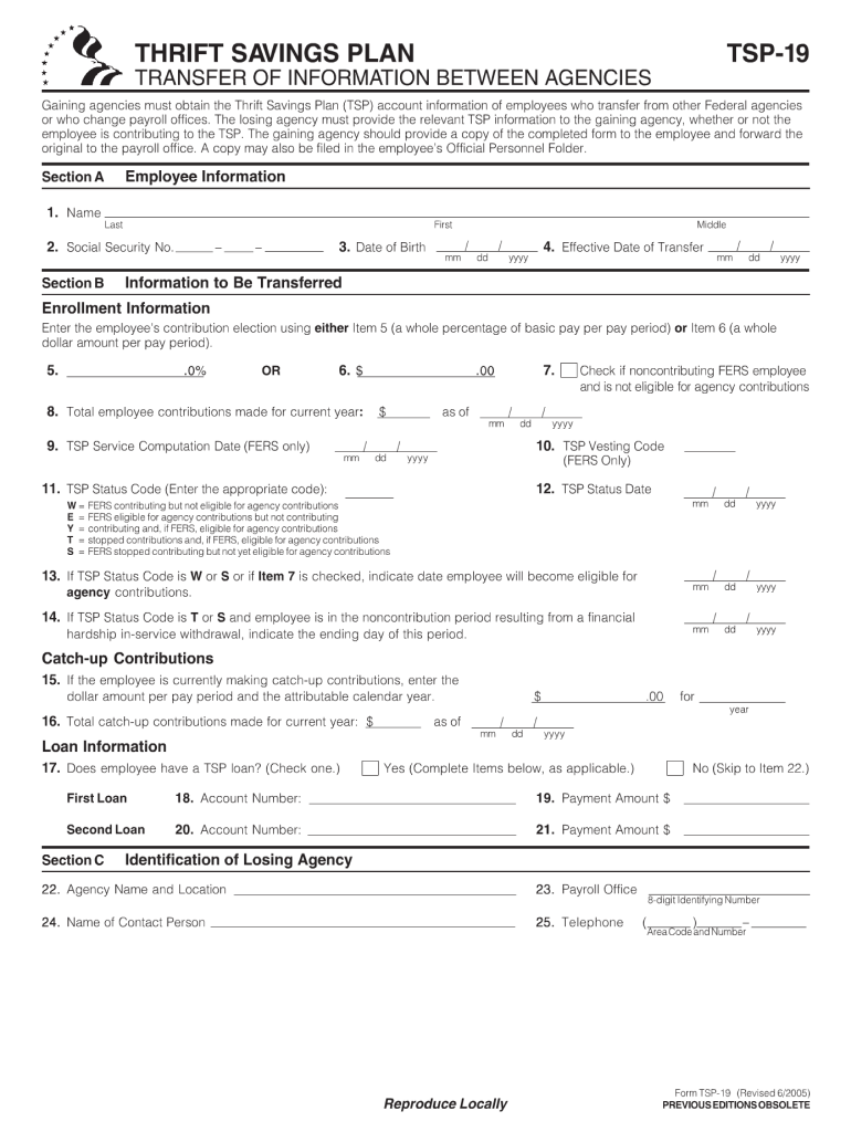  Tsp 19 Fillable Form 2005