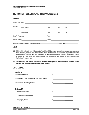 Bid Form Template