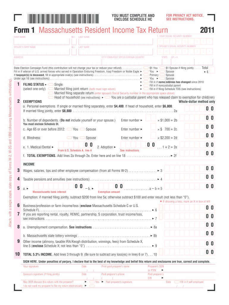  2011mass Schedule Hc Form 2019