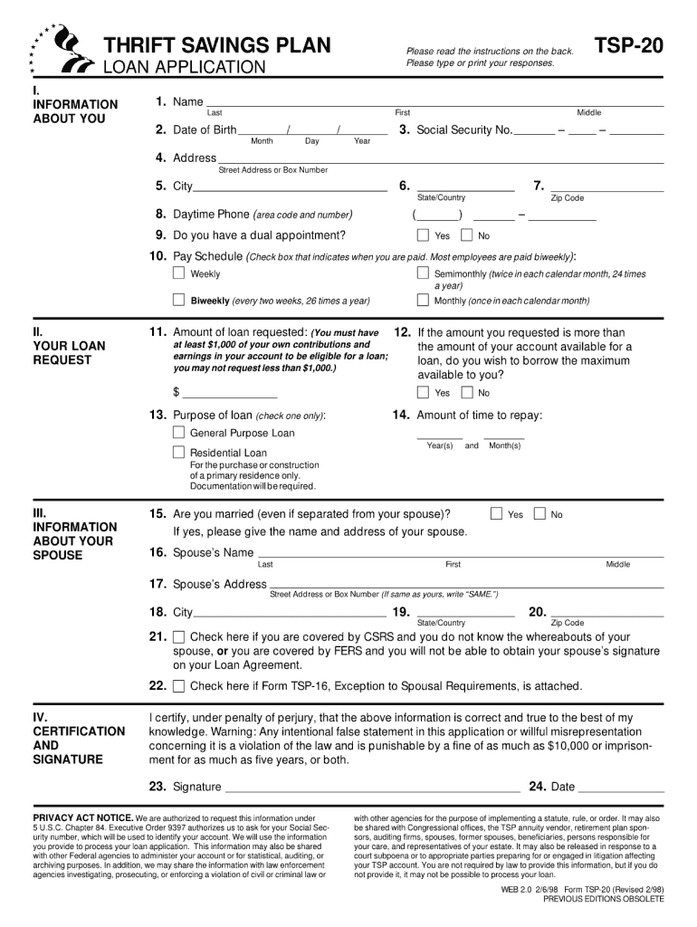  Tsp Loan Application 1998-2024