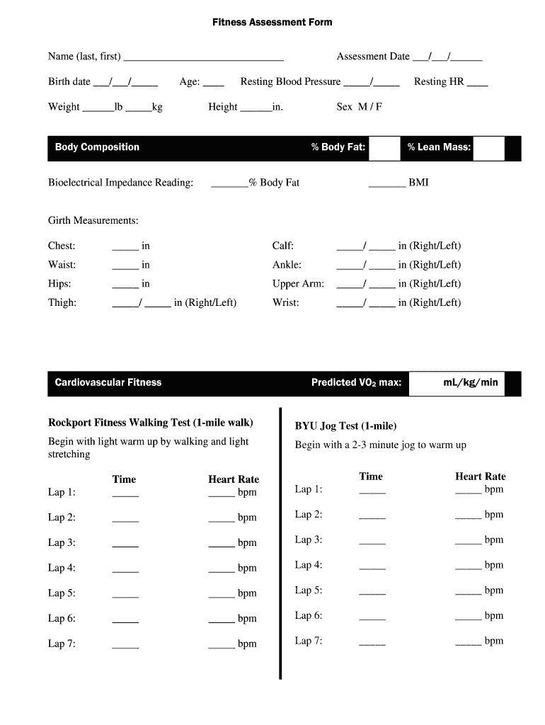 Fitness Evaluation Form