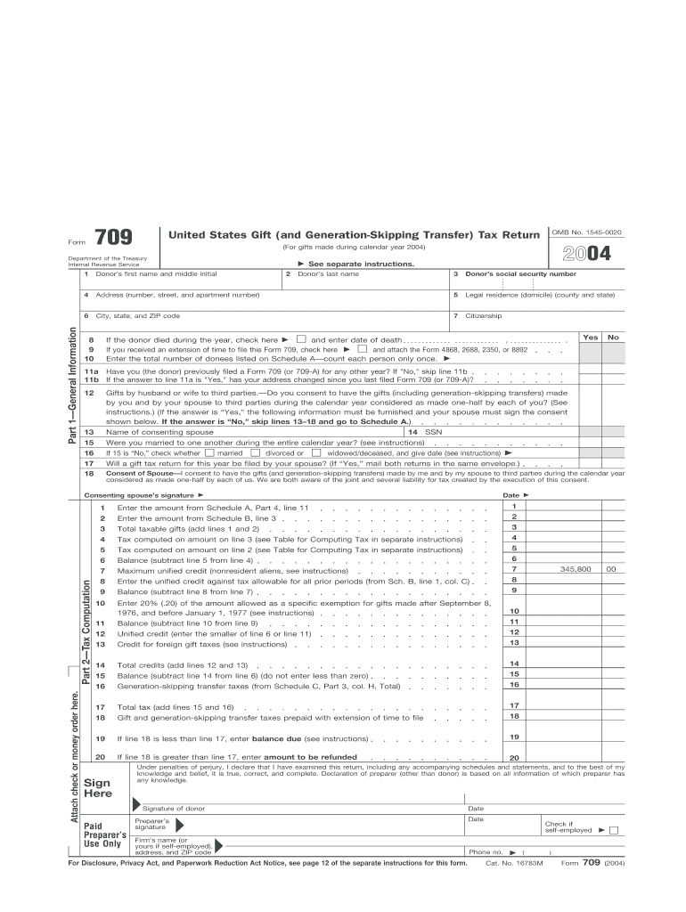  709 Form 2004