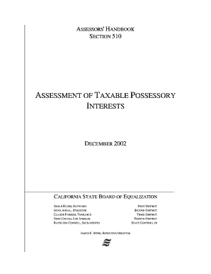 AH 510 , Assessment of Taxable Possessory Interests Boe Ca  Form