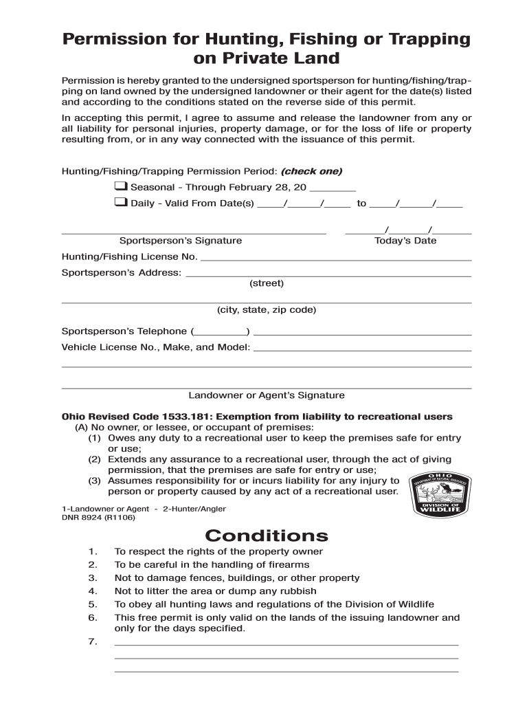 Hunting Land Permission Form