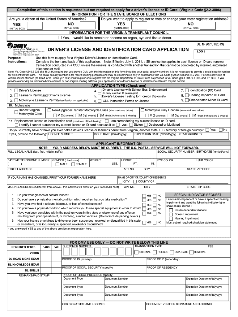  Form Dl 1p Virginia 2017