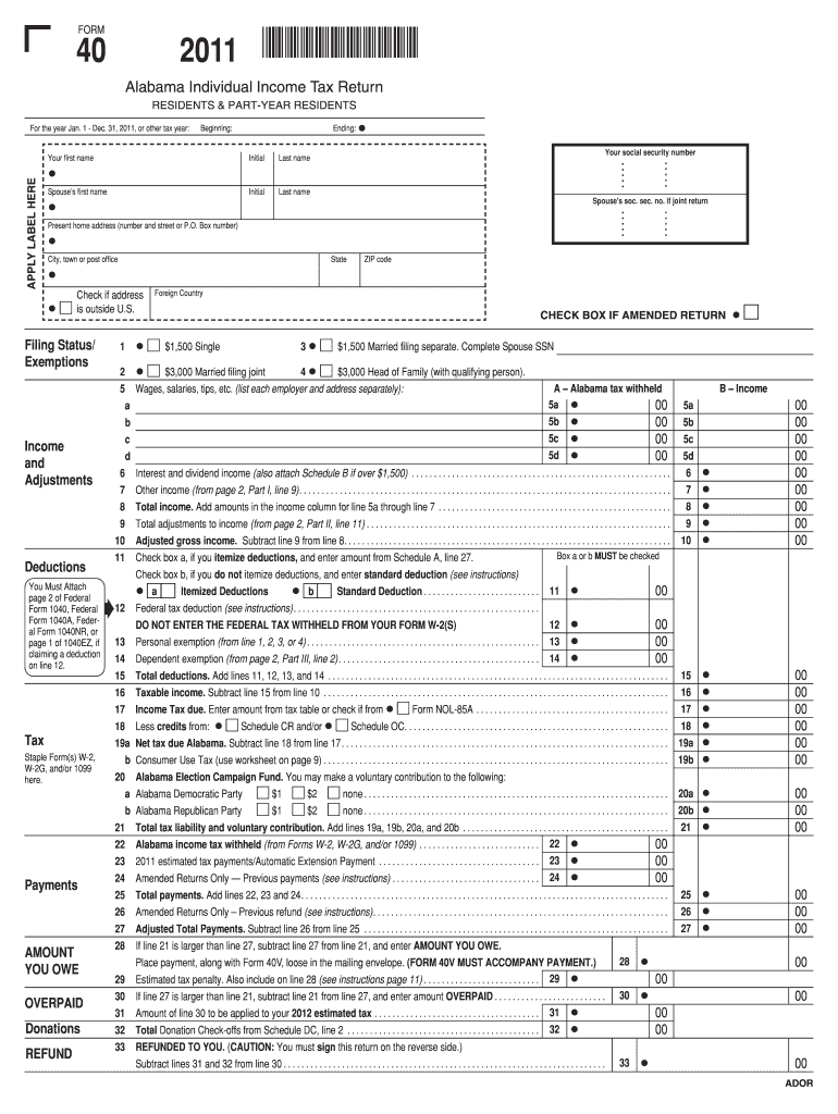  Alabama Form 40 2019