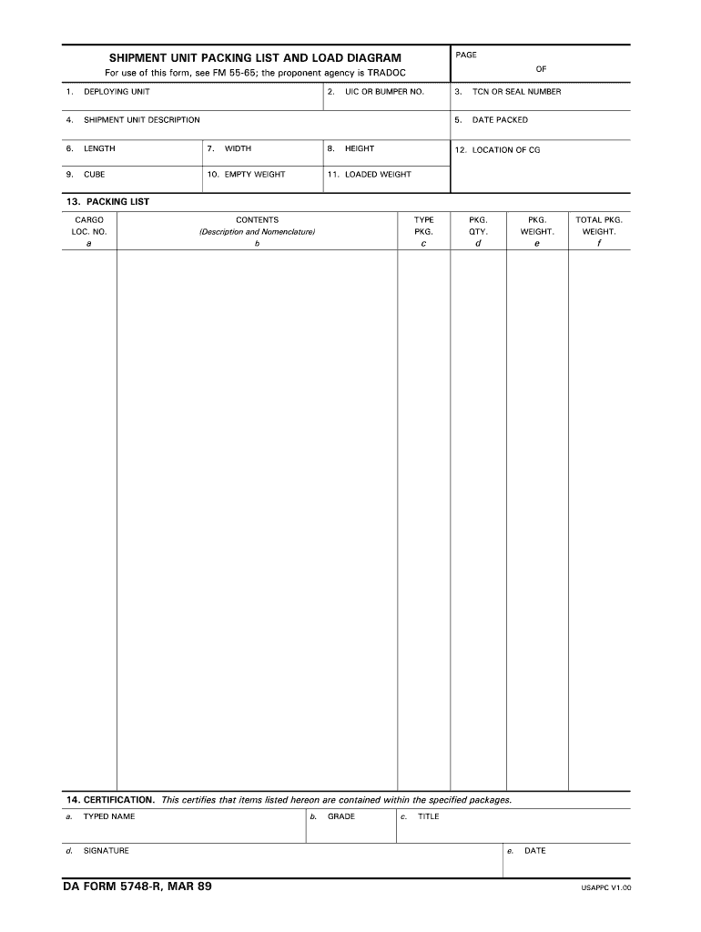  Da Form 5748 R 1989-2024