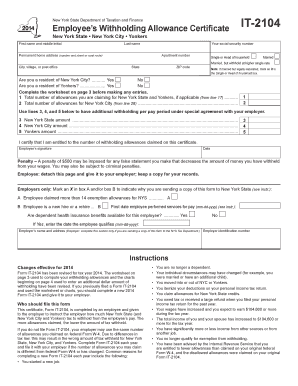 Employee Withholding Allowance Certificate  Form