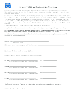 Non Filing Letter Sample  Form