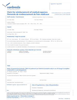 Vanbreda International Claim Form