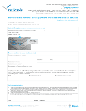 Vanbreda International Claim Form