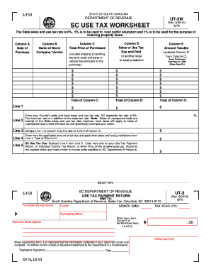 Sc Accommodation Tax Worksheet Ut 3w Form