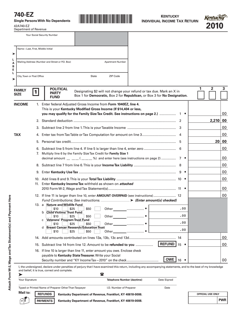 Kentucky 740ez 2015form