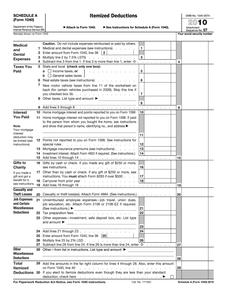 2011 Schedule A (1040 form)