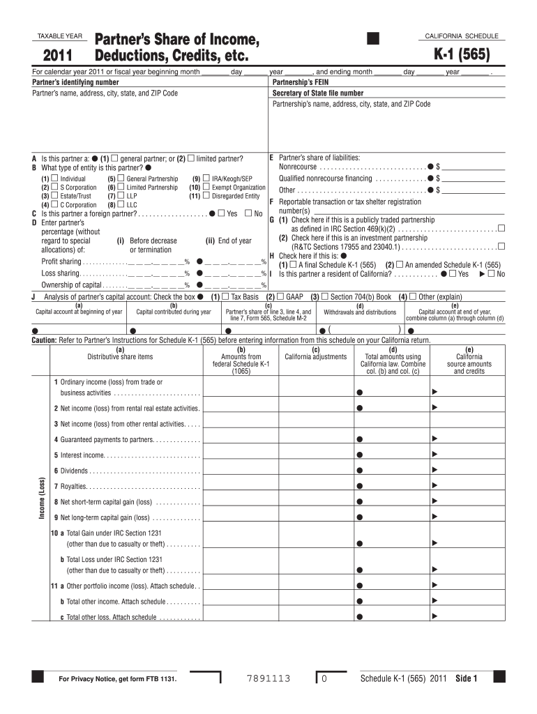  Irs K 1 565 Form Printable 2019