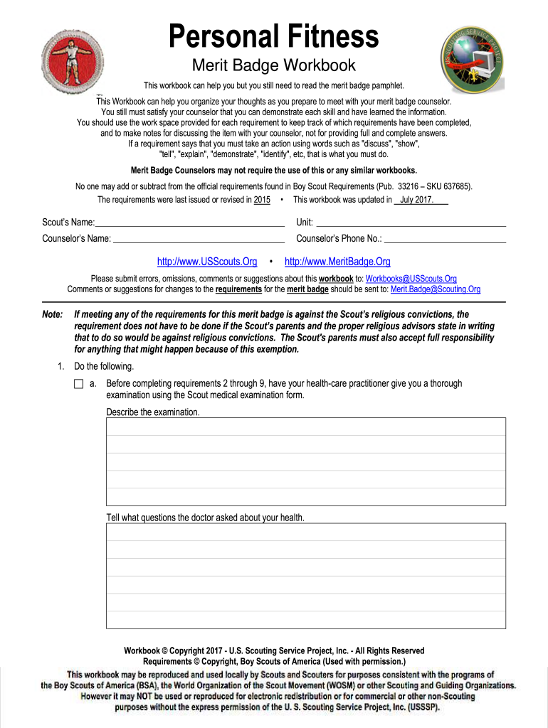 Personal Management Merit Badge Worksheet PDF  Form