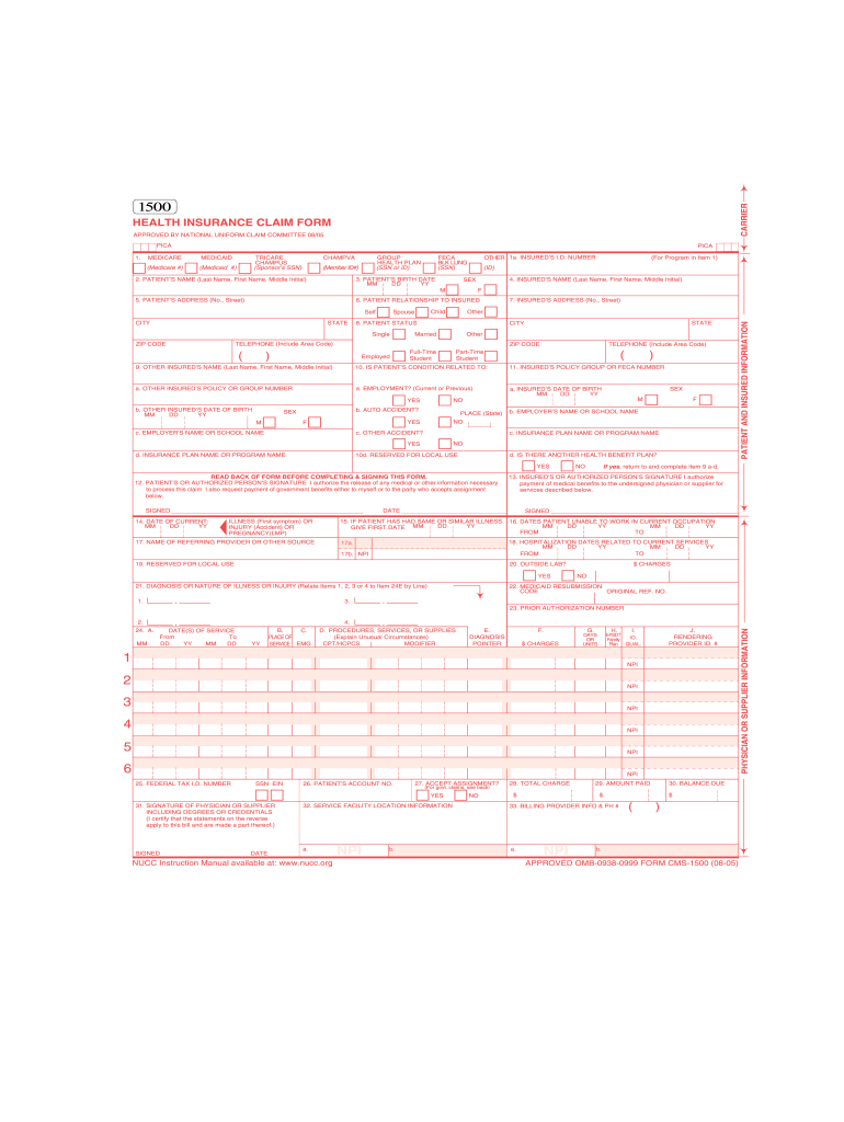  Cms 1500 Form 2012