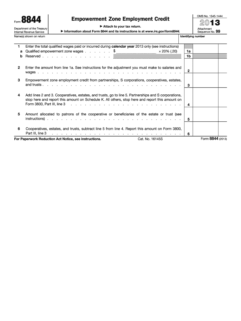  Irs Form 8844 Without Instructions 2013