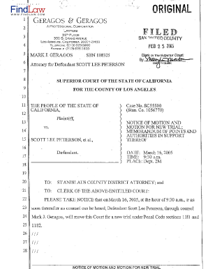 California V Scott Peterson Defense Motion for New Trial  Form