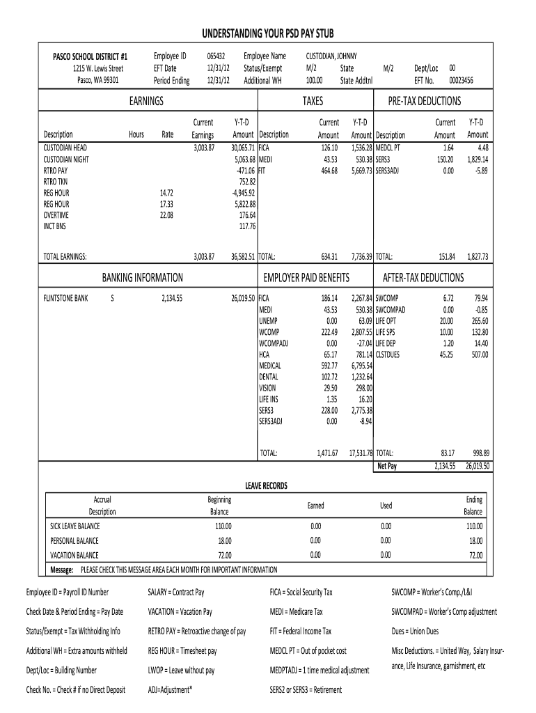 Adp Check Stub  Form