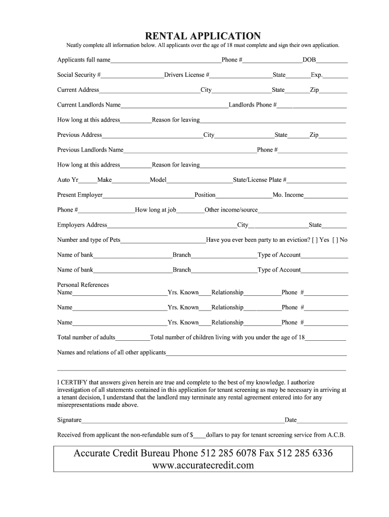 Credit Bureau Application  Form