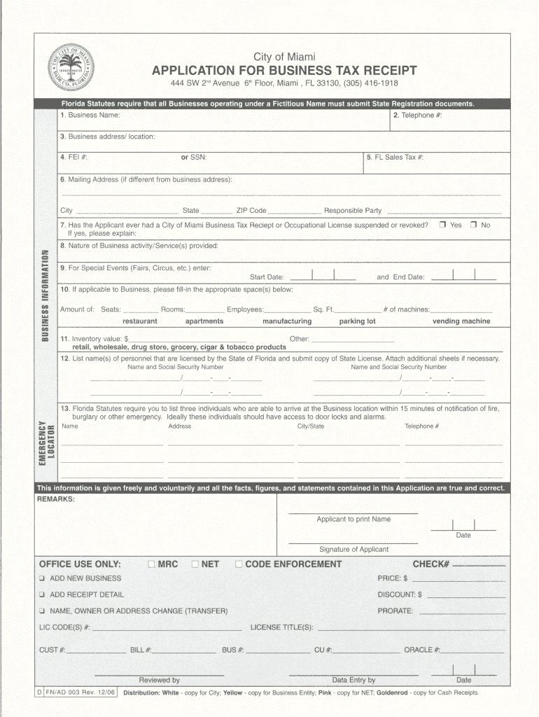 Get and Sign Martin County Florida Business Tax Receipt Application 2006-2022 Form