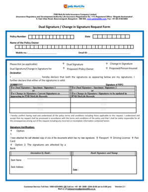 Pnb Signature Change Form PDF