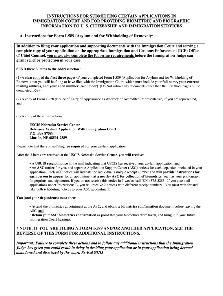 Instructions for Submitting Certain Applications in Immigration Court  Form