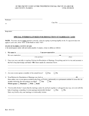 Special Interrogatories Lee County Form