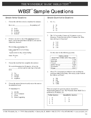 Wonderlic Test  Form