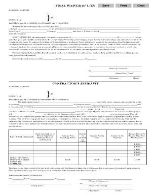 Form 18 Lien Waiver Affidavit Final by Contractor