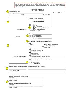 Note of Issue Form Nycourts