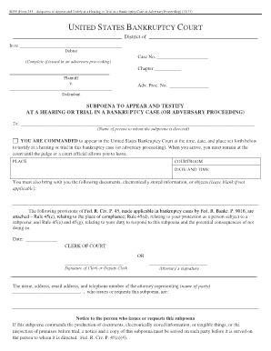 Form 255 Subpoena to Appear and Testify at a U S Courts Uscourts