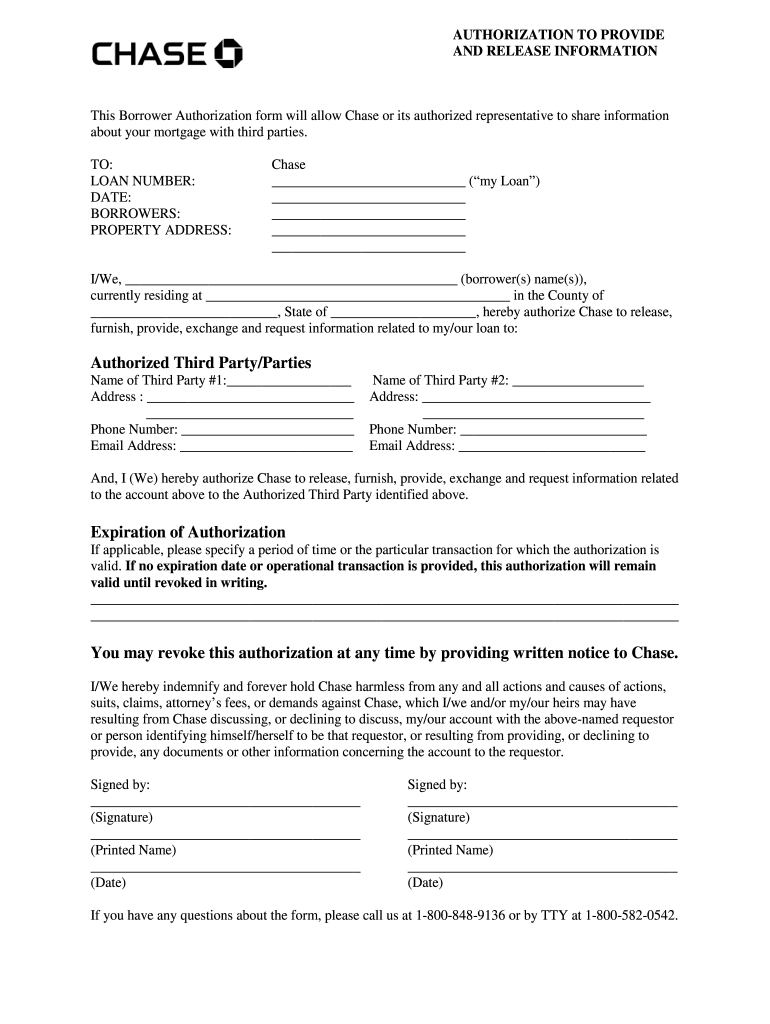 Chase Authorization  Form