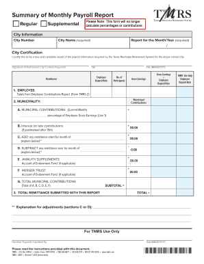 Monthly Payroll Report  Form
