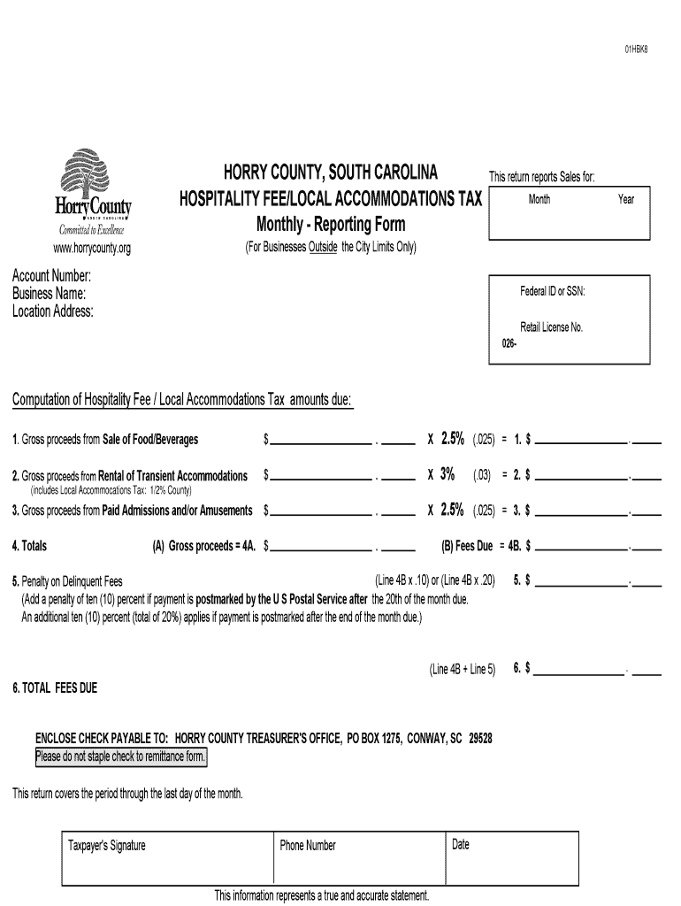 Horry County Hospitality Tax  Form: get and sign the form in seconds