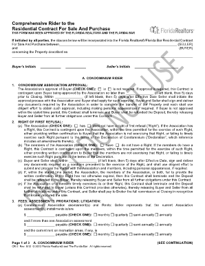 Comprehensive Rider to the Residential Contract for Sale and Purchase  Form