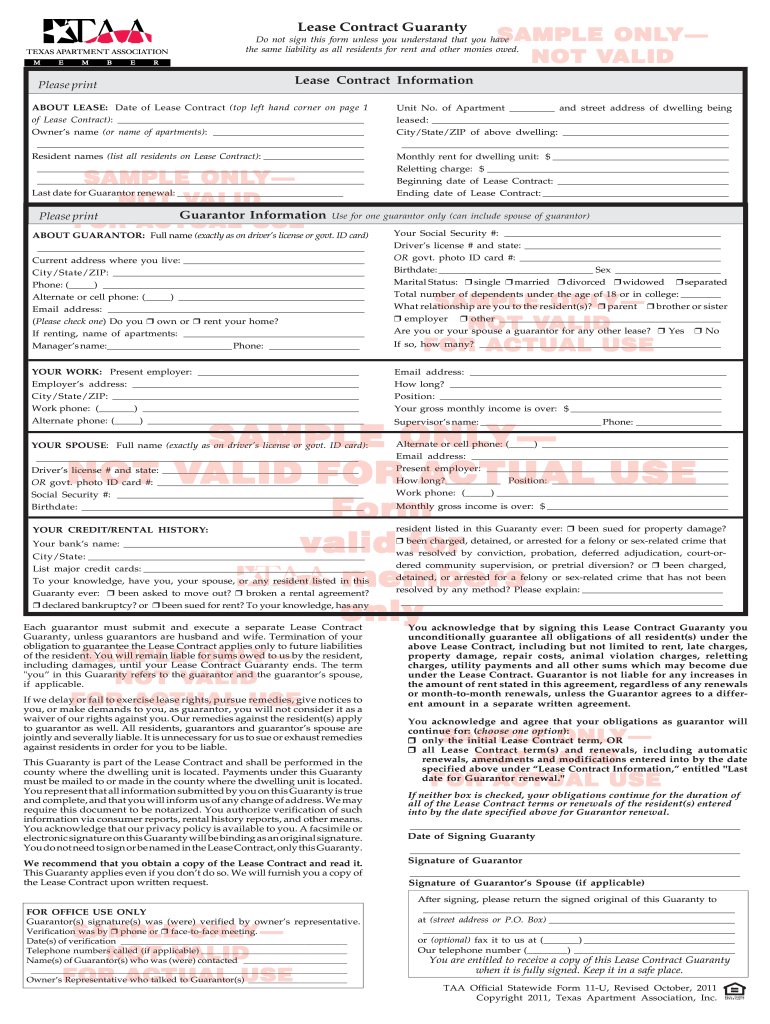Taa Lease Agreement  Form