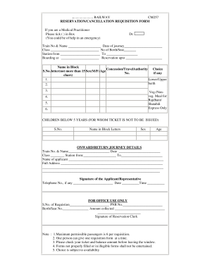 Indian Railways Reservation Form