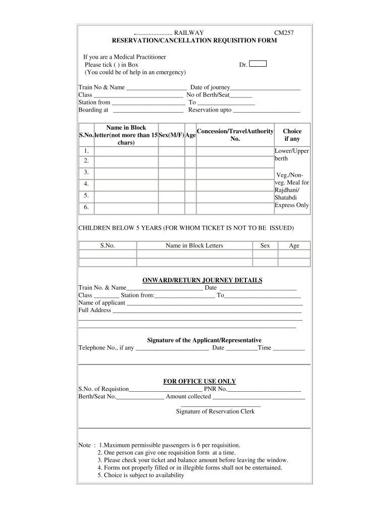 Railway Reservation Form