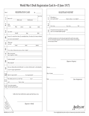 Blank Vietnam Draft Card  Form