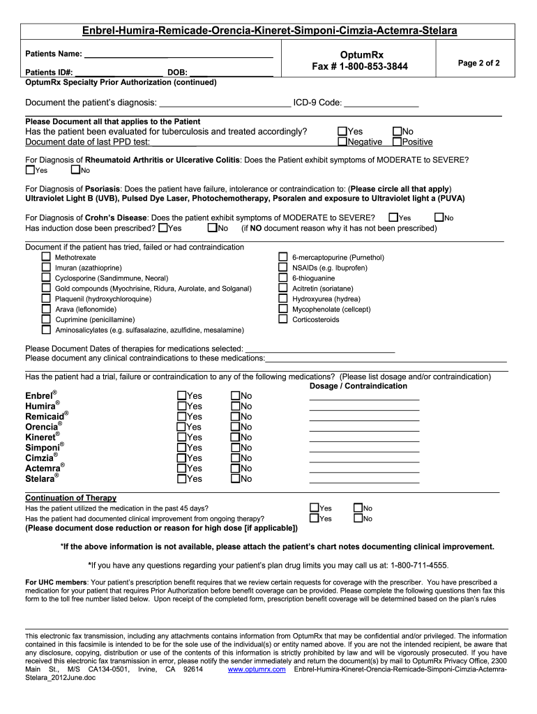 Blank Prior Authorization Form