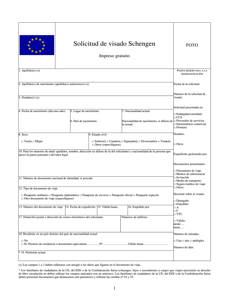 Visado Schengen  Form