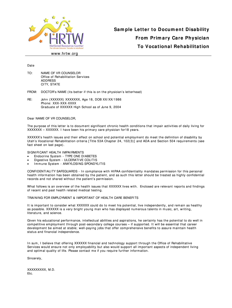 Disability Letter Template  Form