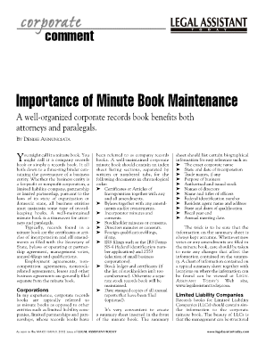 Minute Book Sample PDF  Form